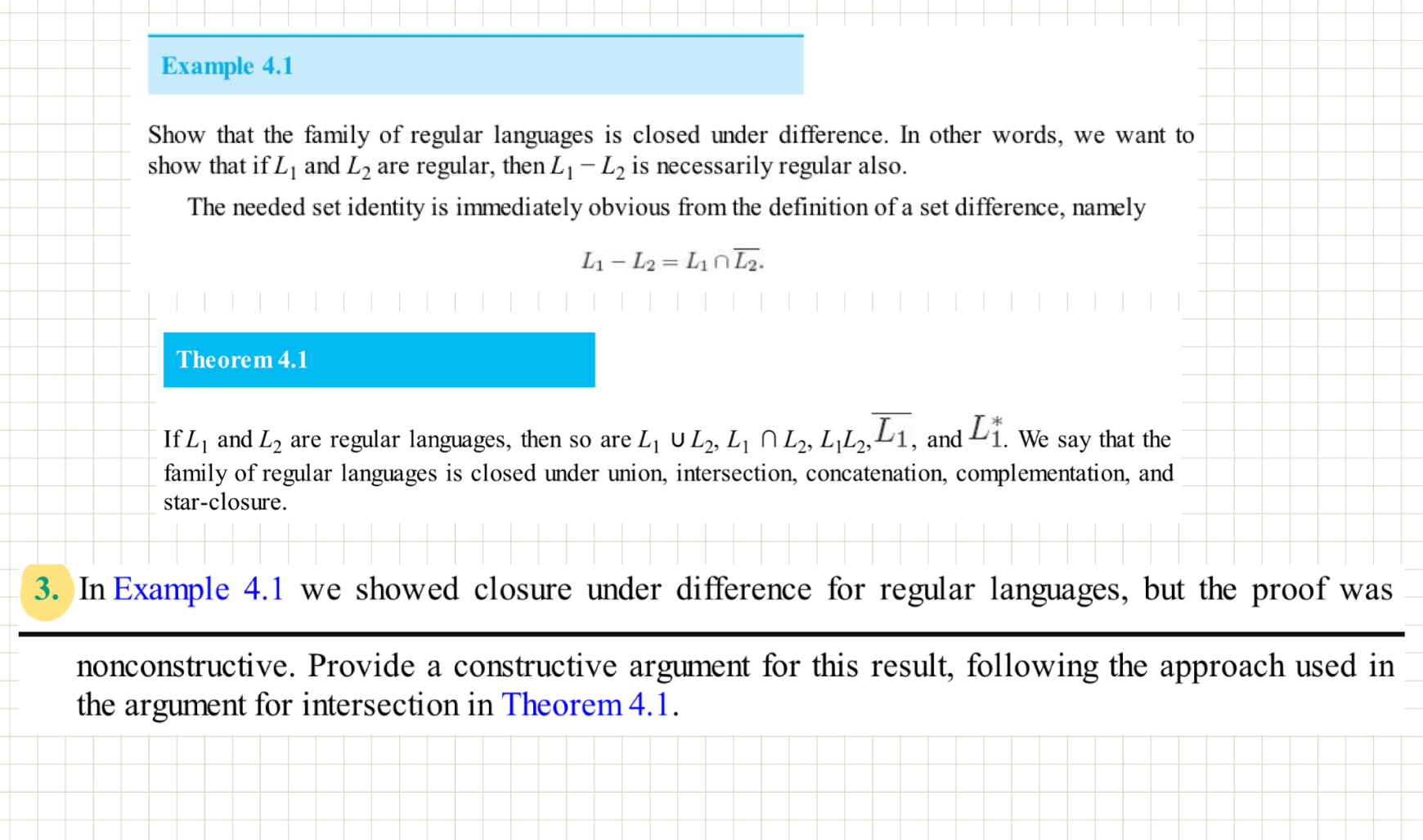 Example 4 . 1 Show that the family of regular