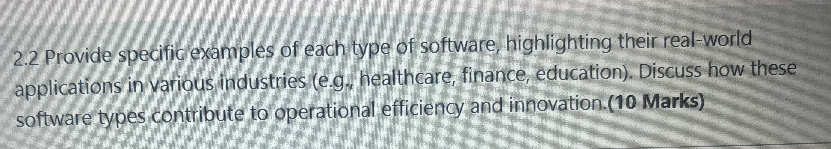 2 . 2 Provide specific examples of each type of