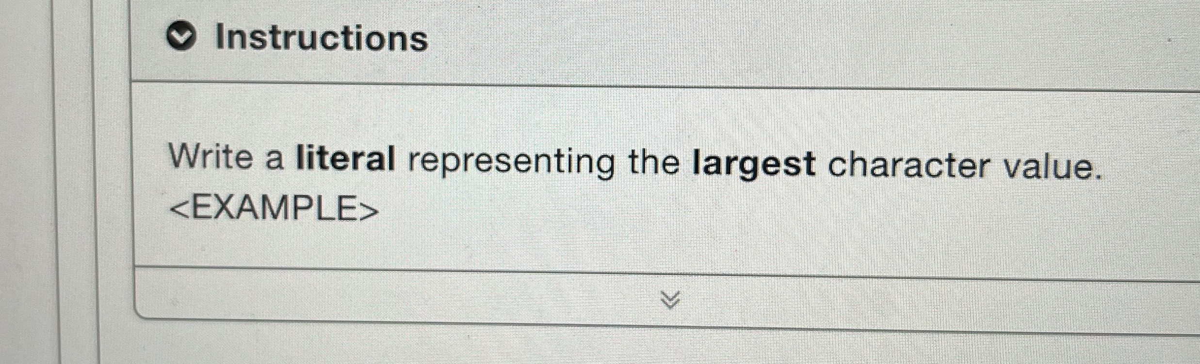 Instructions Write a literal representing the