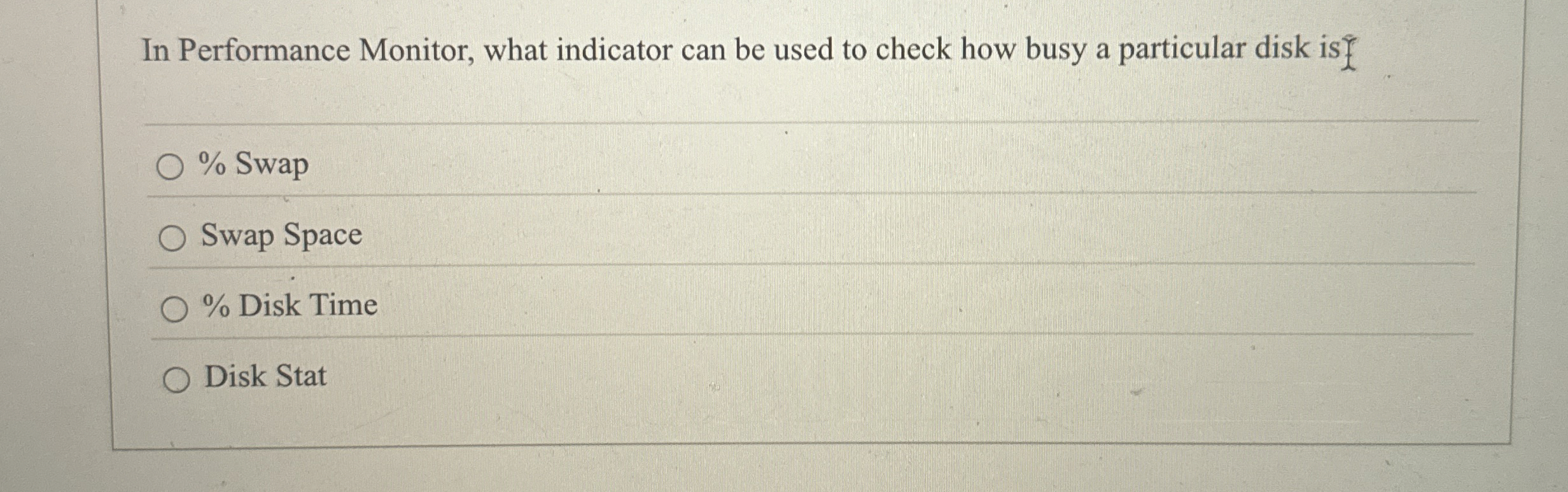 In Performance Monitor, what indicator can be