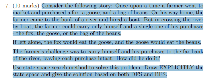 7 . ( 1 0 marks ) Consider the following story: