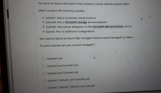 You have an Azure subscription that contains a