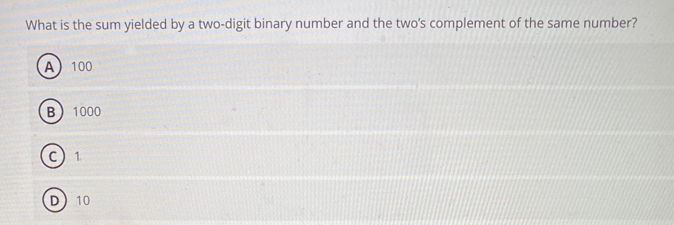 What is the sum yielded by a two - digit binary
