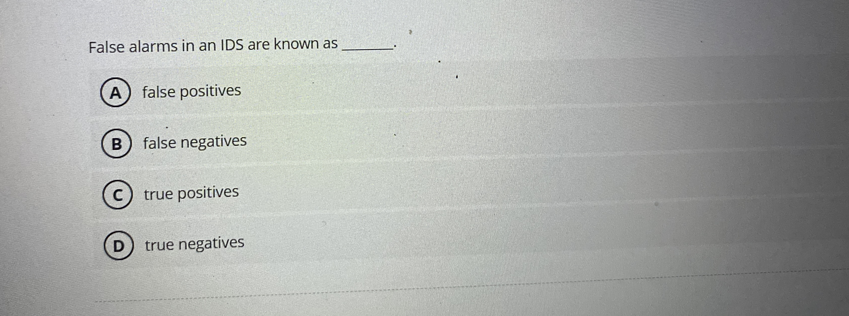 False alarms in an IDS are known as false