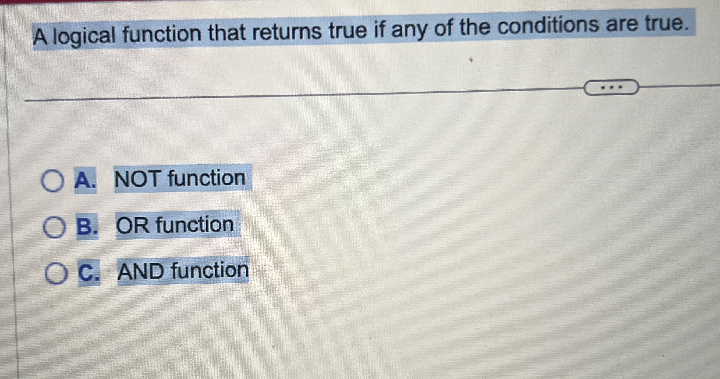 A logical function that returns true if any of