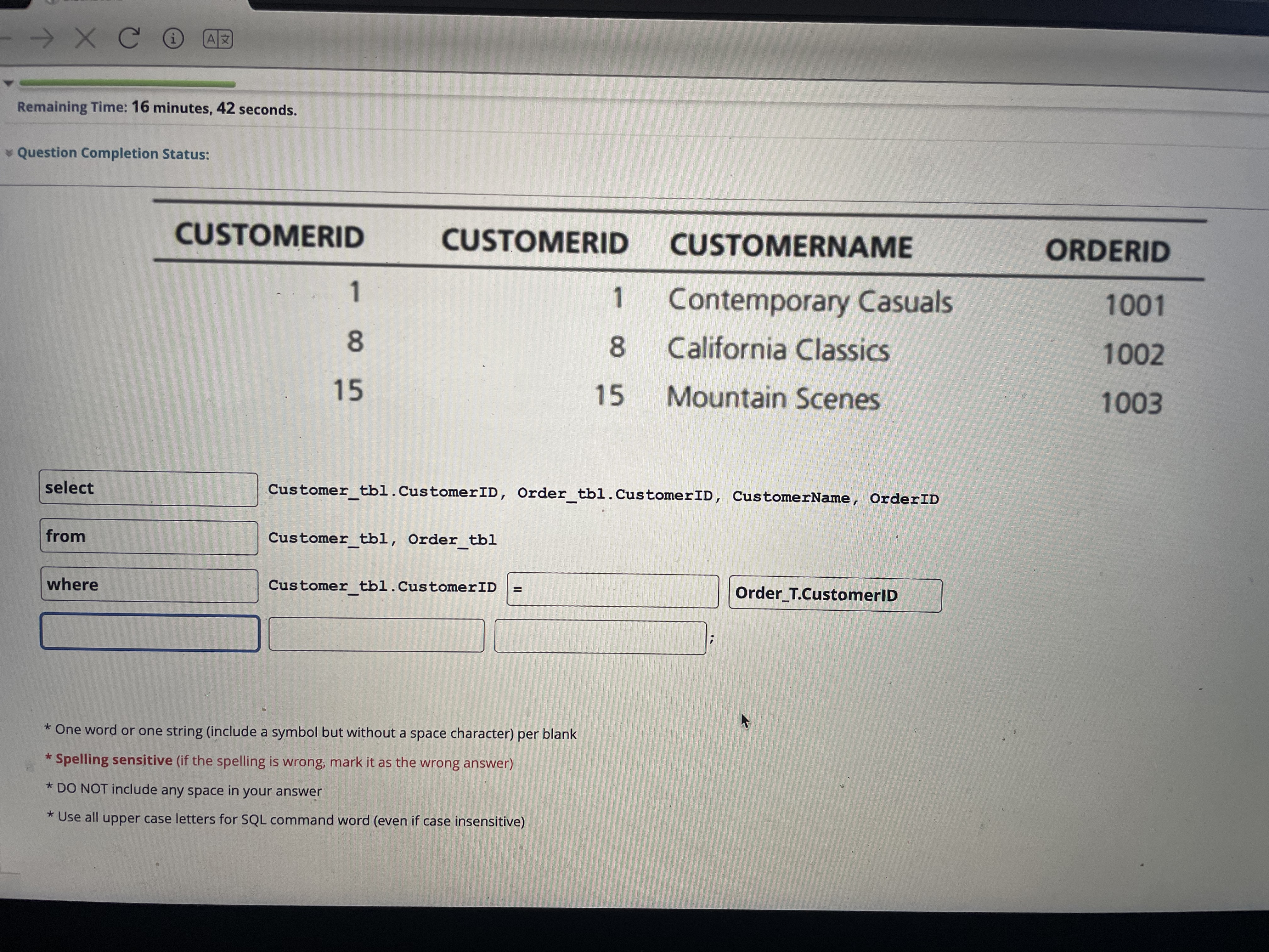 How do i fill in this table sql I got 4 / 8 i