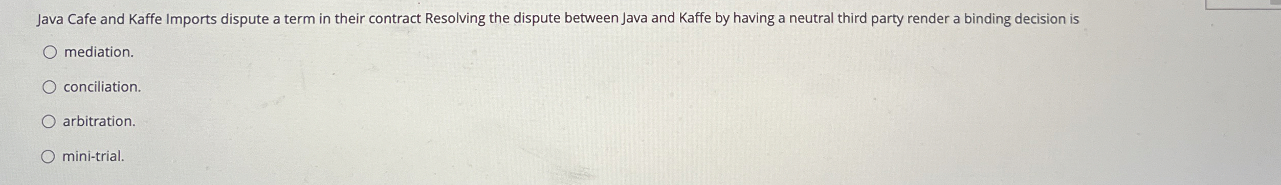 Java Cafe and Kaffe Imports dispute a term in