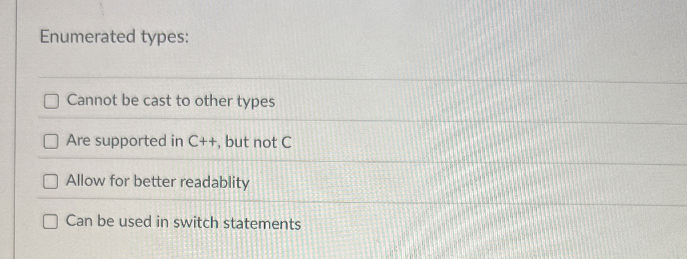 Enumerated types: Cannot be cast to other types