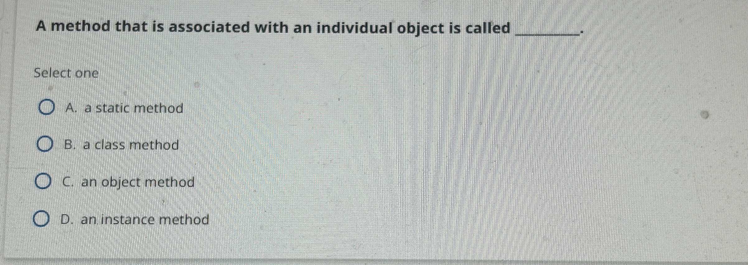 A method that is associated with an individual