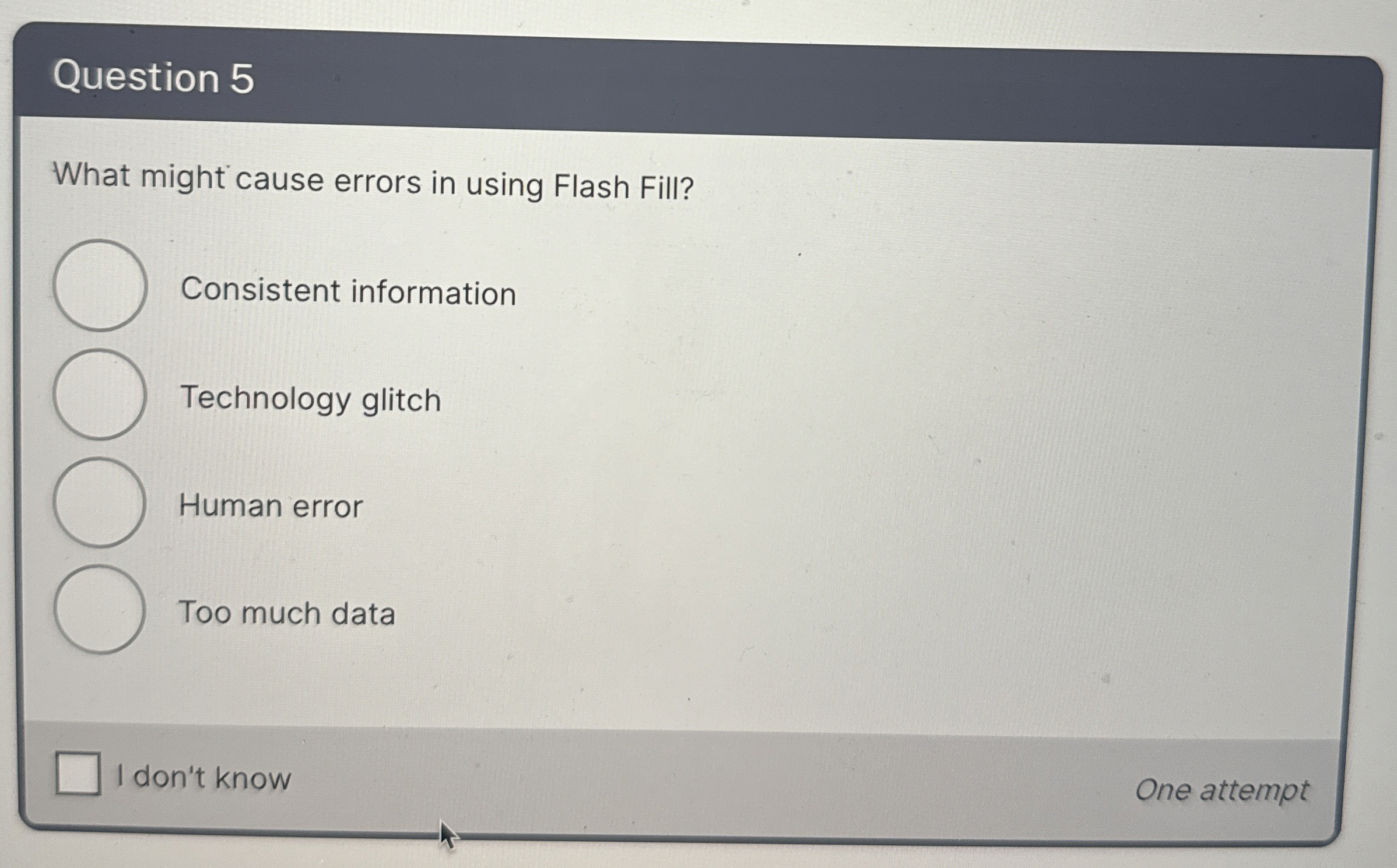 Question 5 What might cause errors in using Flash