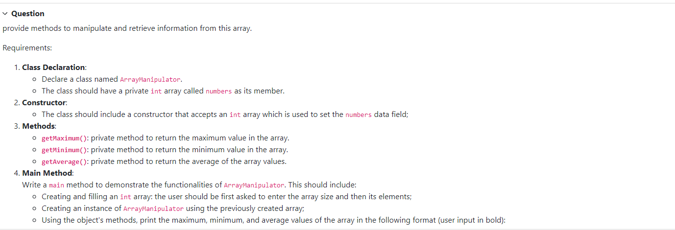 Question provide methods to manipulate and