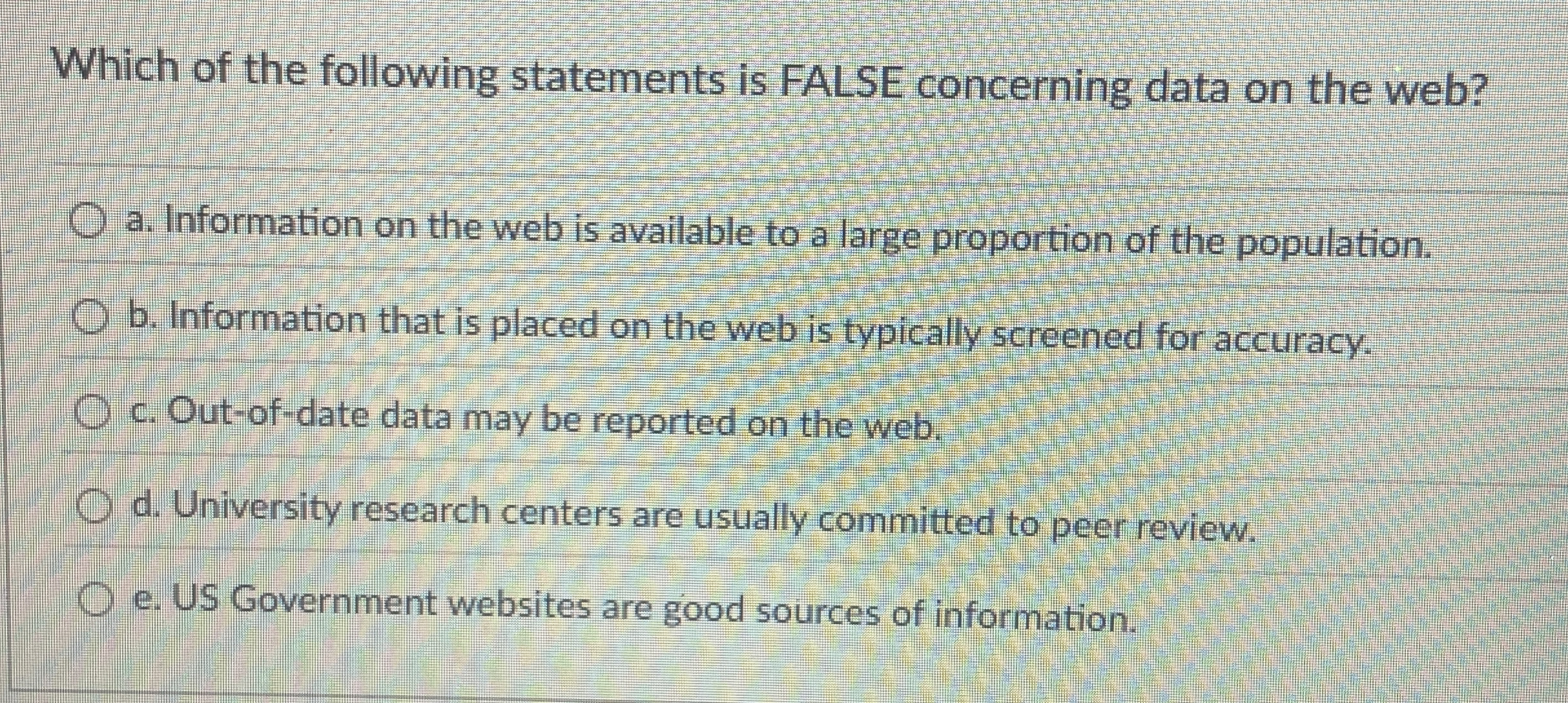 Which of the following statements is FALSE