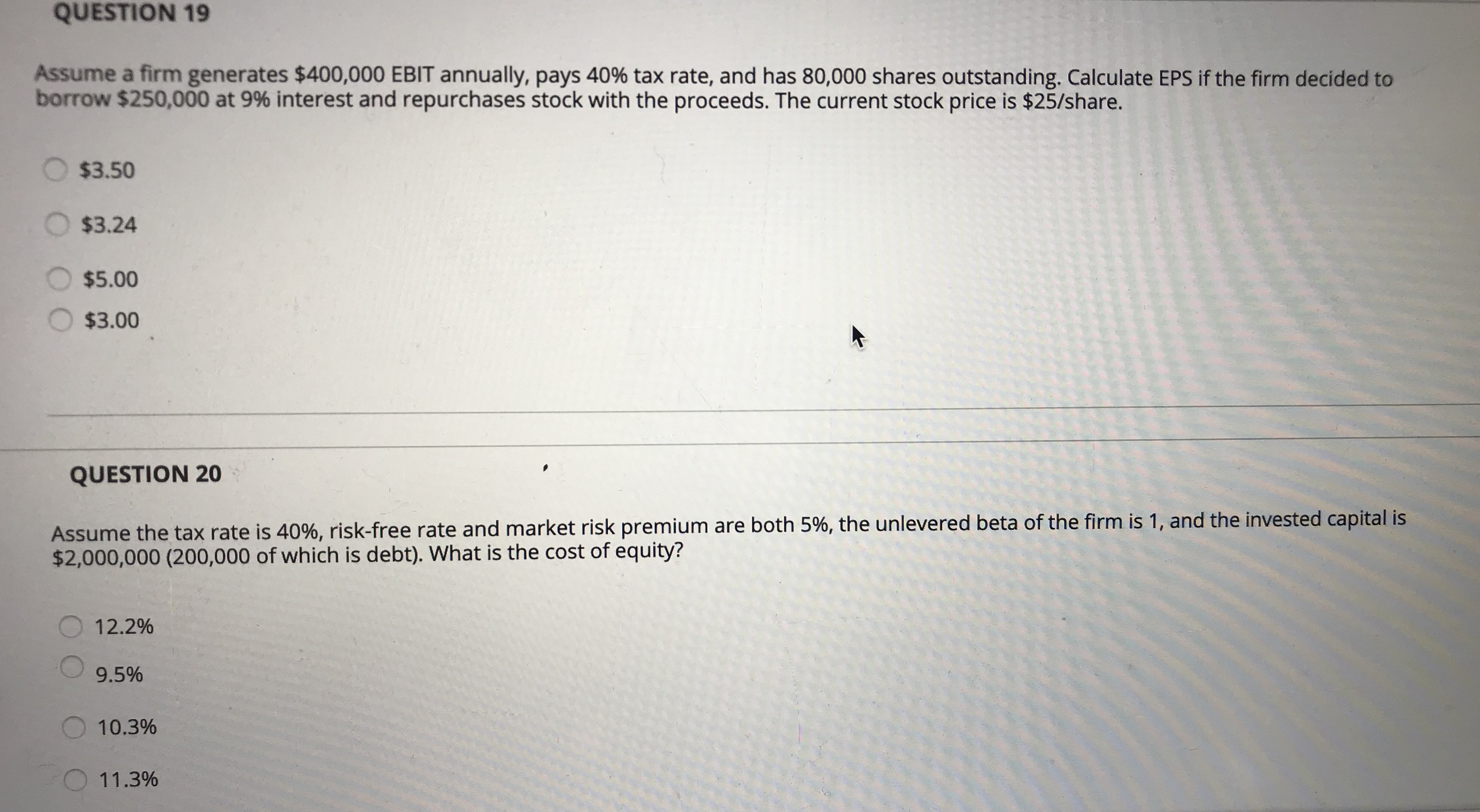 Answer both please QUESTION 19 Assume a firm