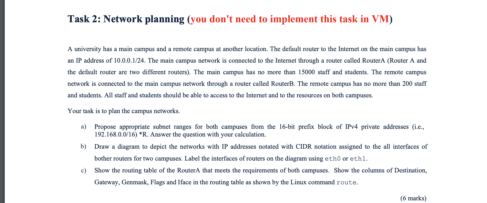 Task 2 : Network planning ( you don't need to