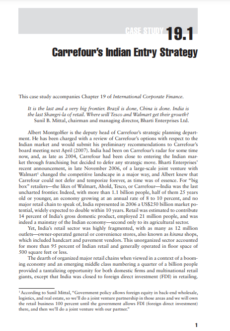 CASE STUD 19.1 Carrefour's Indian Entry