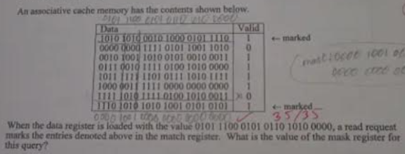 An associative cache memory has the contents