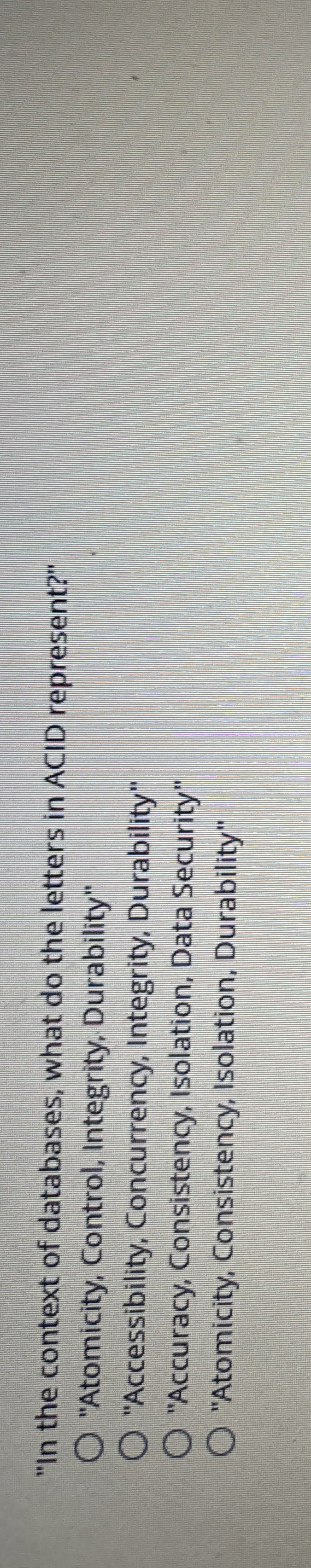 " In the context of databases, what do the