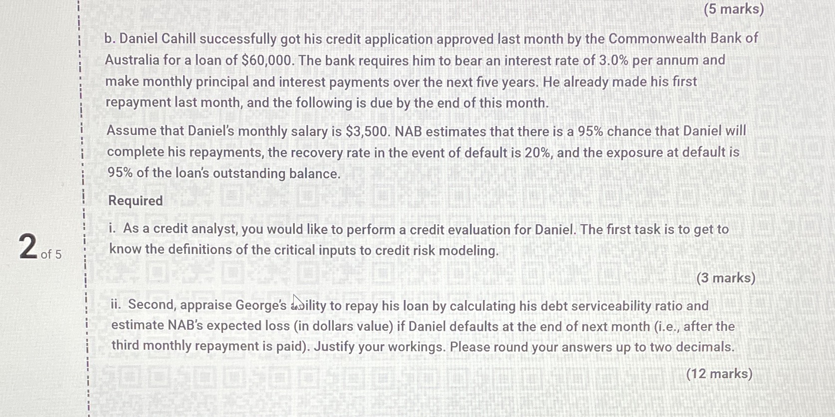 15 marks question (5 marks) b. Daniel Cahill