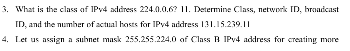 What is the class of IPv 4 address 2 2 4 . 0 . 0