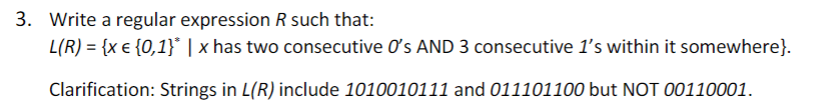 Write a regular expression R such that: L ( R ) =