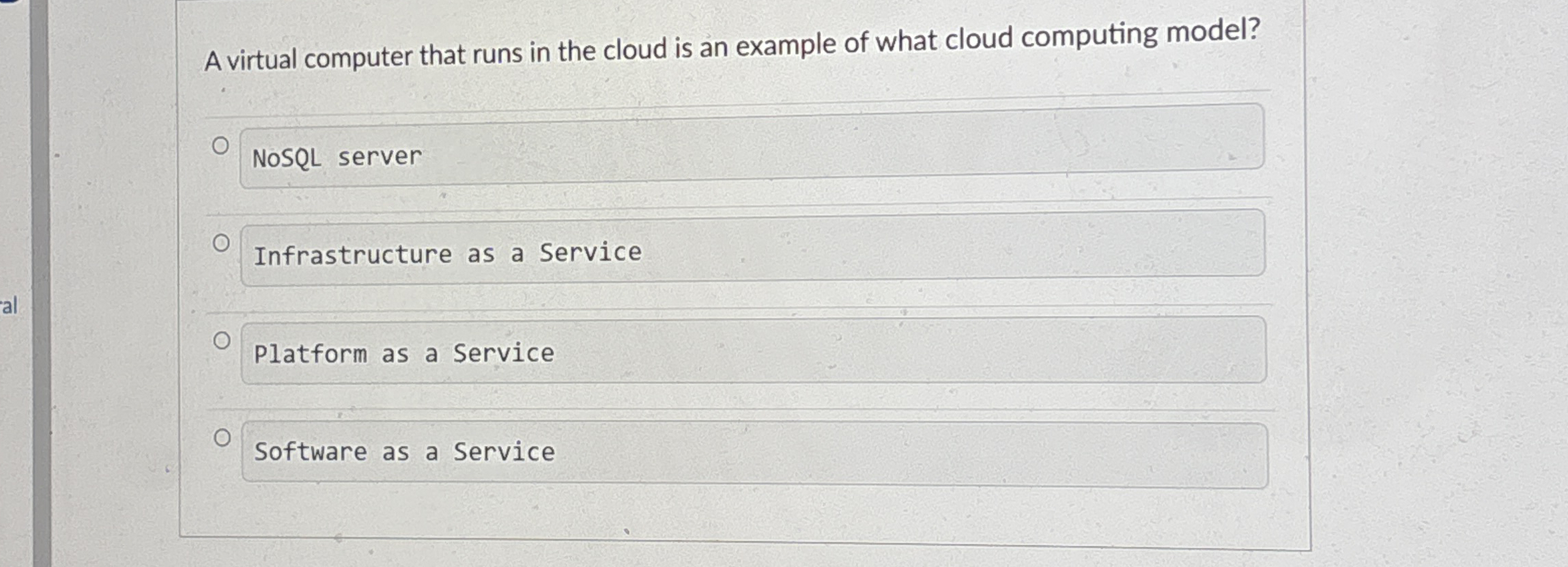 A virtual computer that runs in the cloud is an