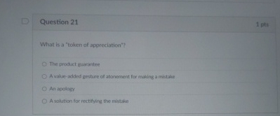 Question 2 1 What is a "token of appreciation"?