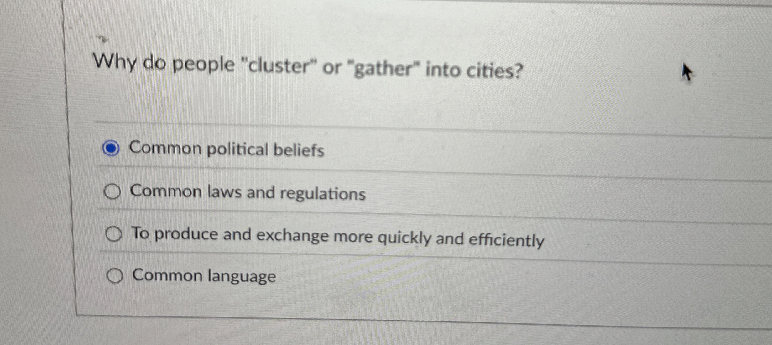 Why do people "cluster" or "gather" into cities?