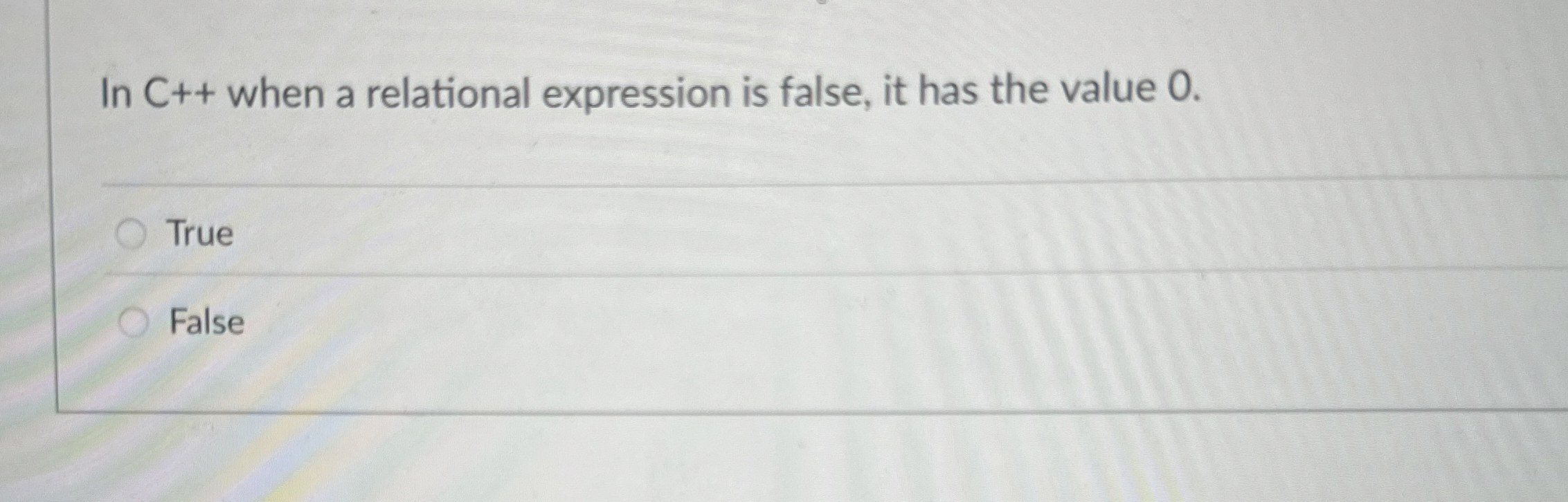 In C + + when a relational expression is false,
