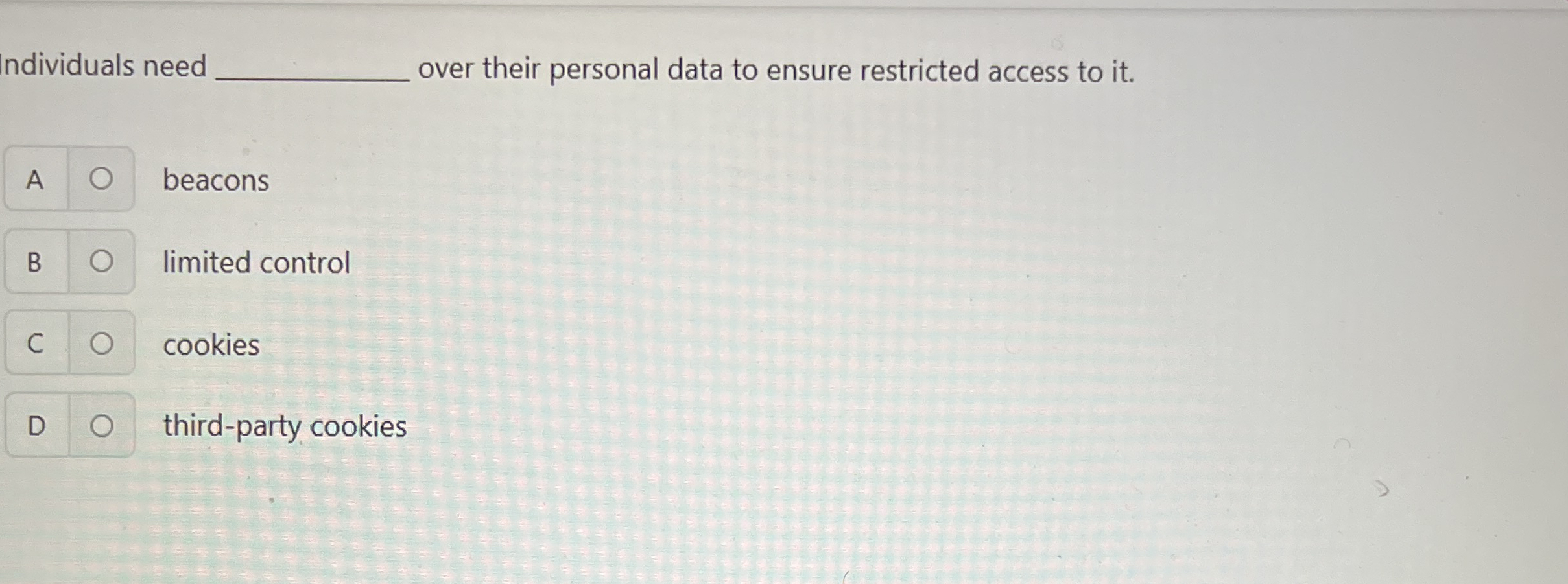 ndividuals need over their personal data to