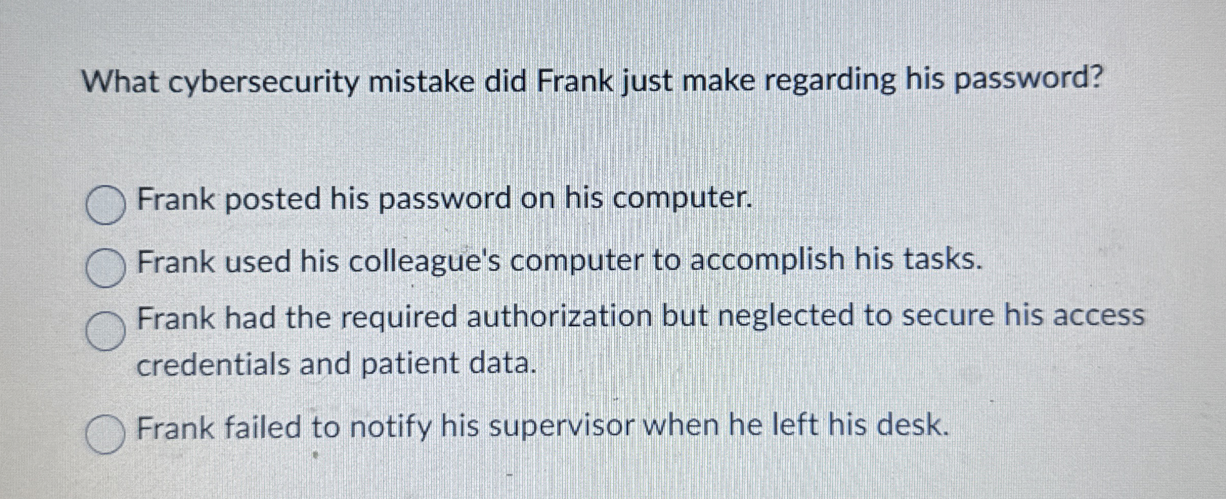 What cybersecurity mistake did Frank just make