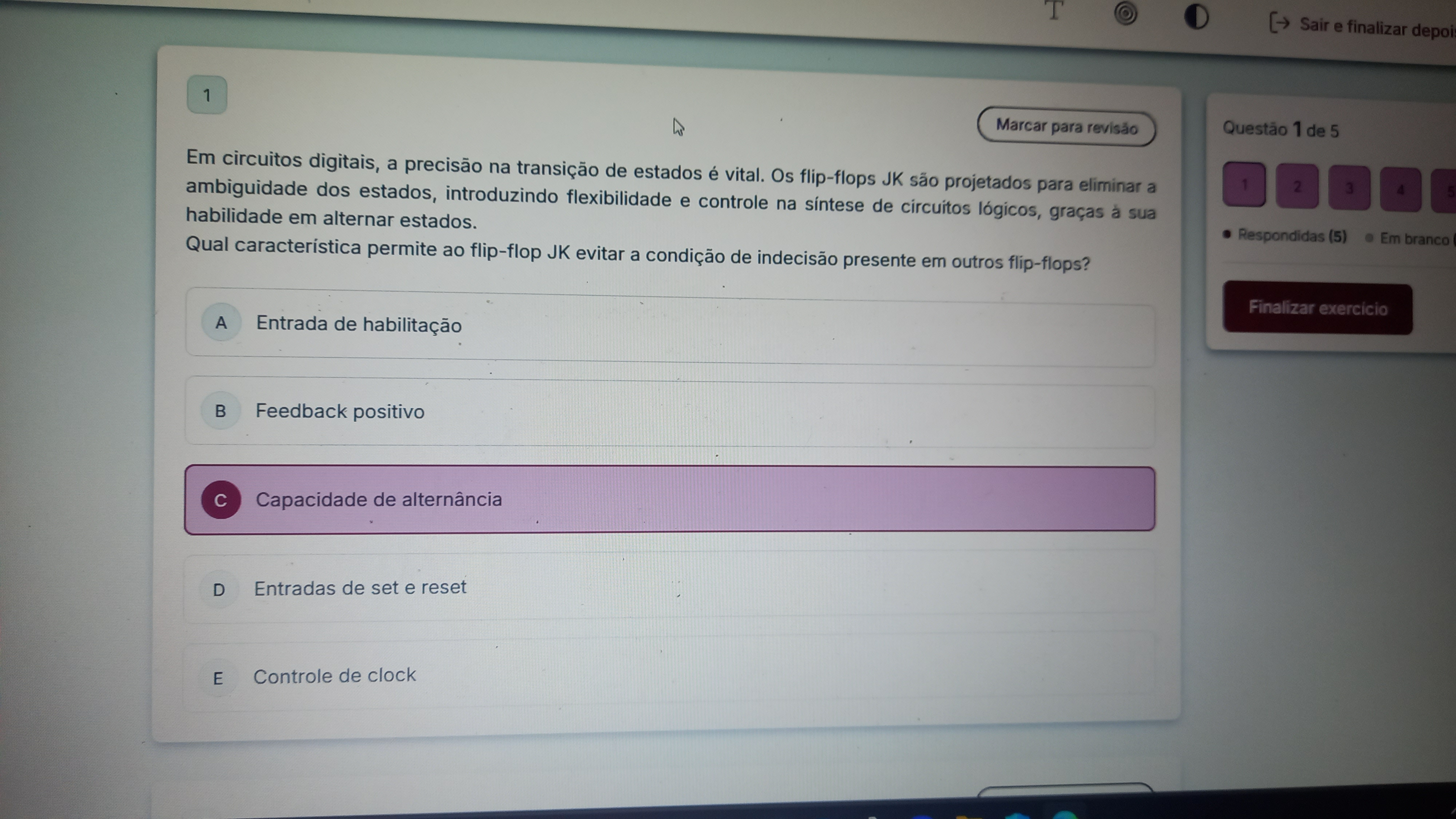 Em circuitos digitais, a precis \ bar ( a ) o na