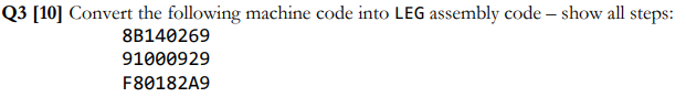 Convert the following machine code into LEG