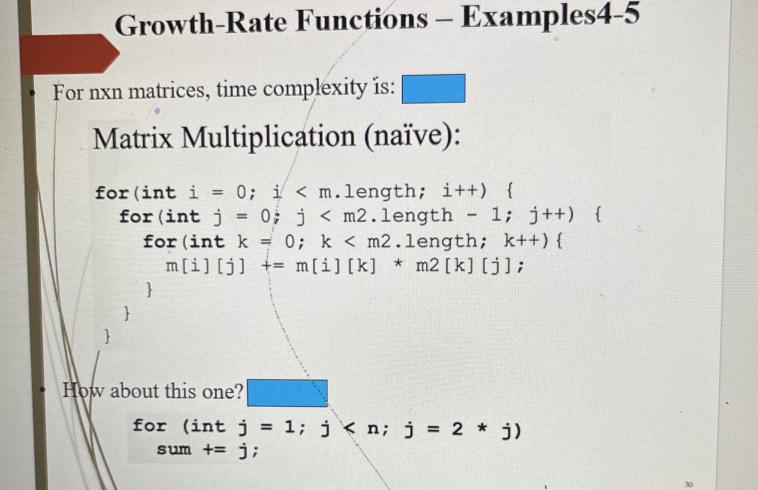 Growth - Rate Functions - Examples 4 - 5 For nxn
