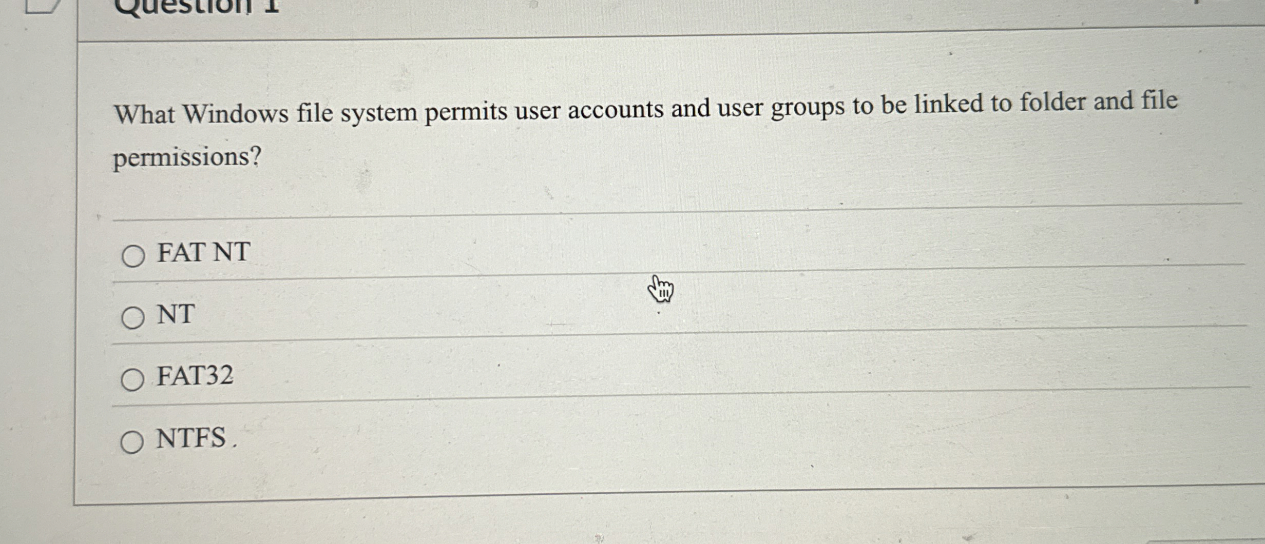 What Windows file system permits user accounts