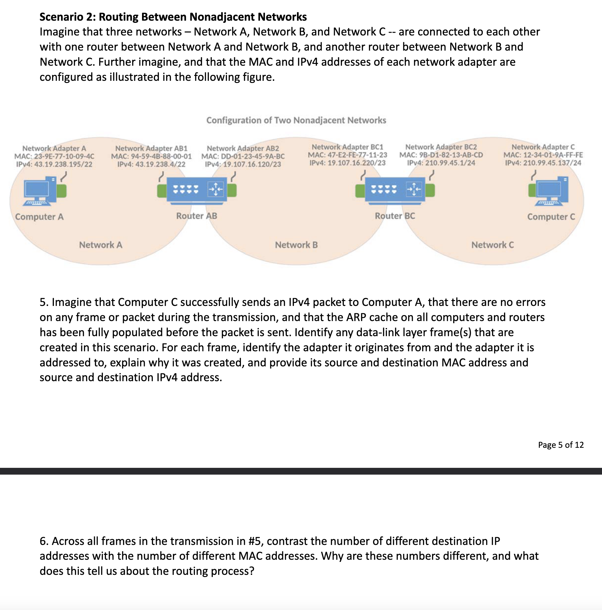 Scenario 2 : Routing Between Nonadjacent Networks
