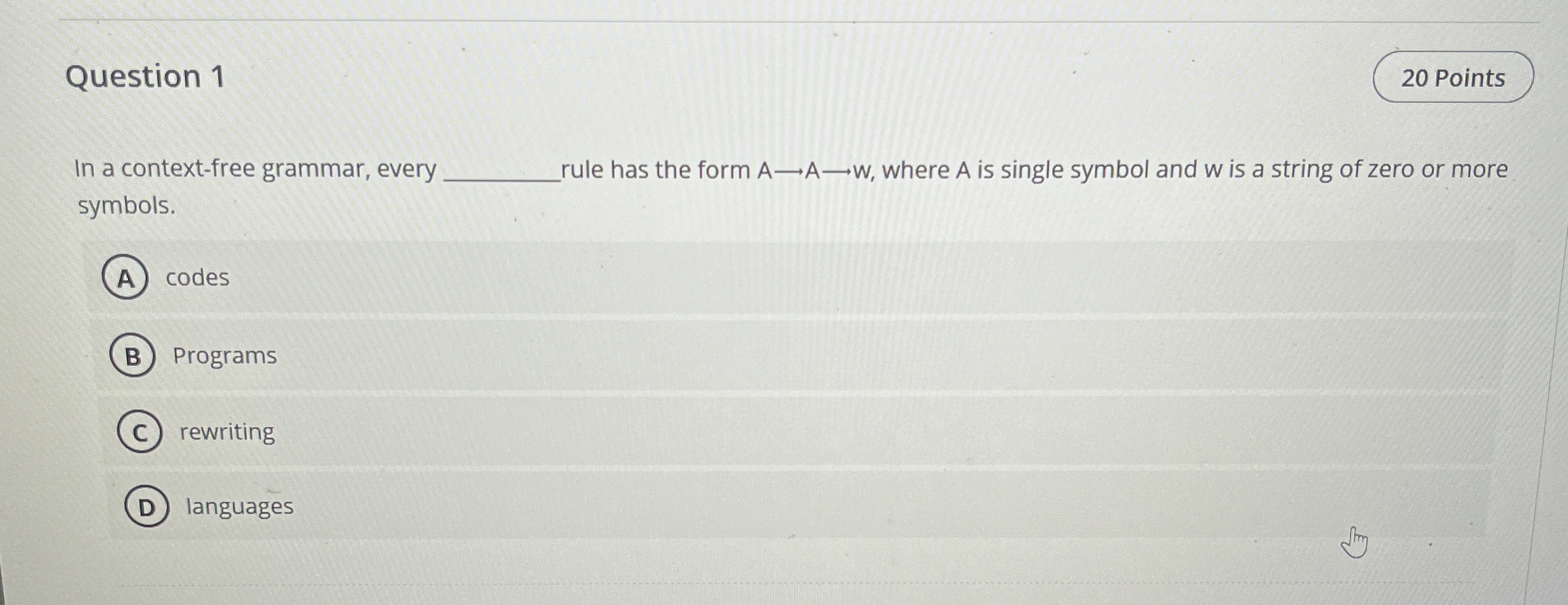 Question 1 In a context - free grammar, every q ,