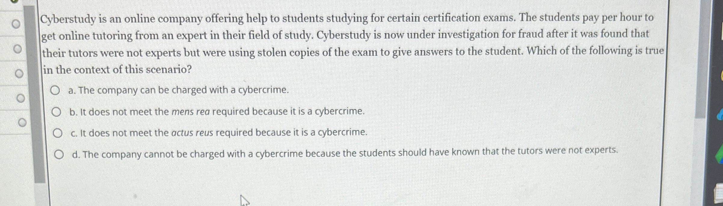 Cyberstudy is an online company offering help to