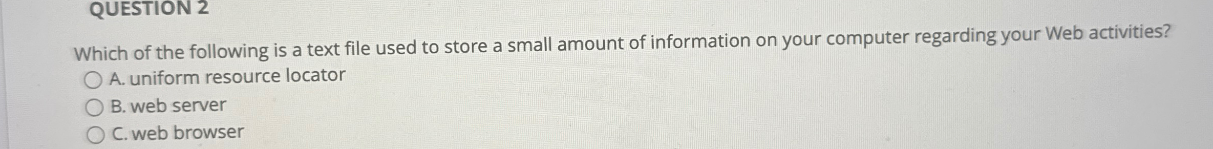 QUESTION 2 Which of the following is a text file