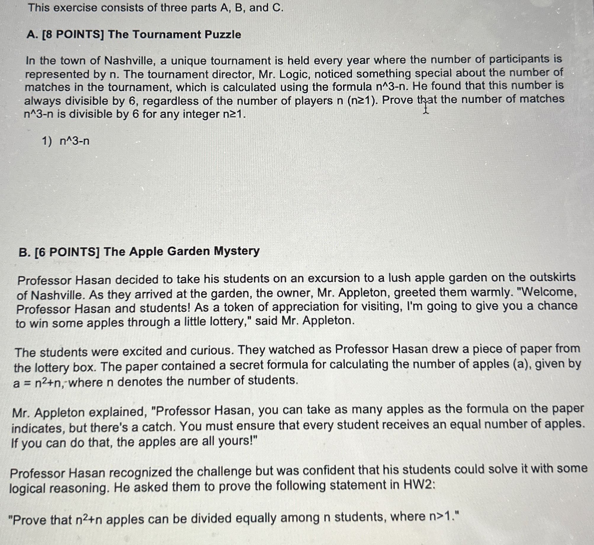 This exercise consists of three parts A , B , and