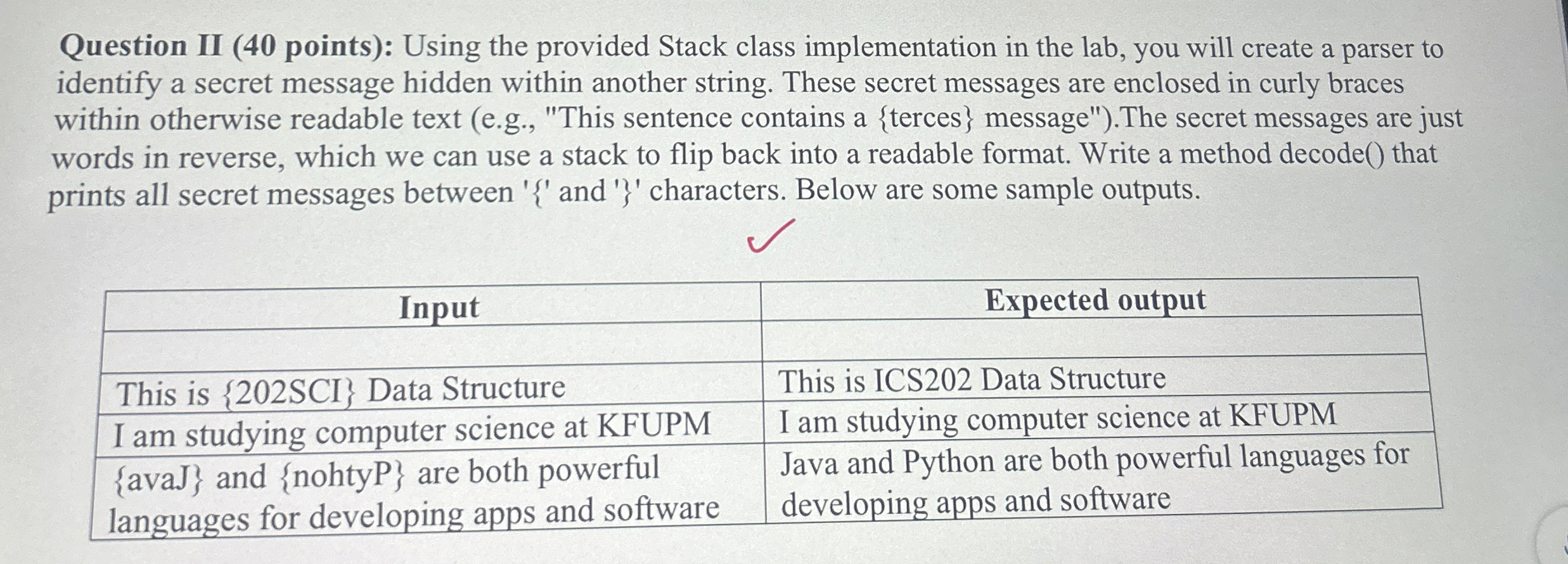 Question II ( 4 0 points ) : Using the provided