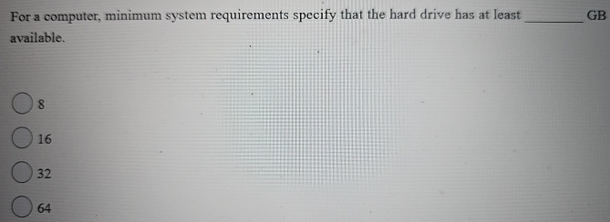 For a computer, minimum system requirements