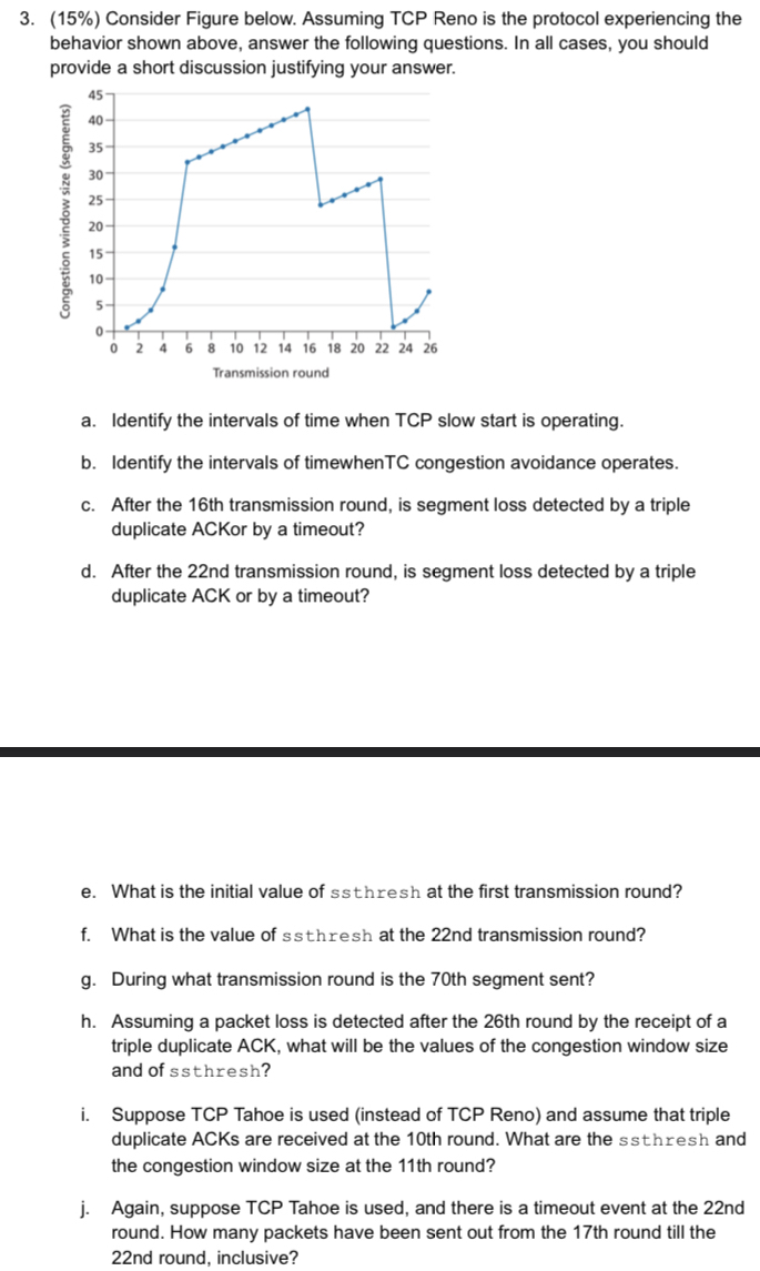 ( 1 5 % ) Consider Figure below. Assuming TCP