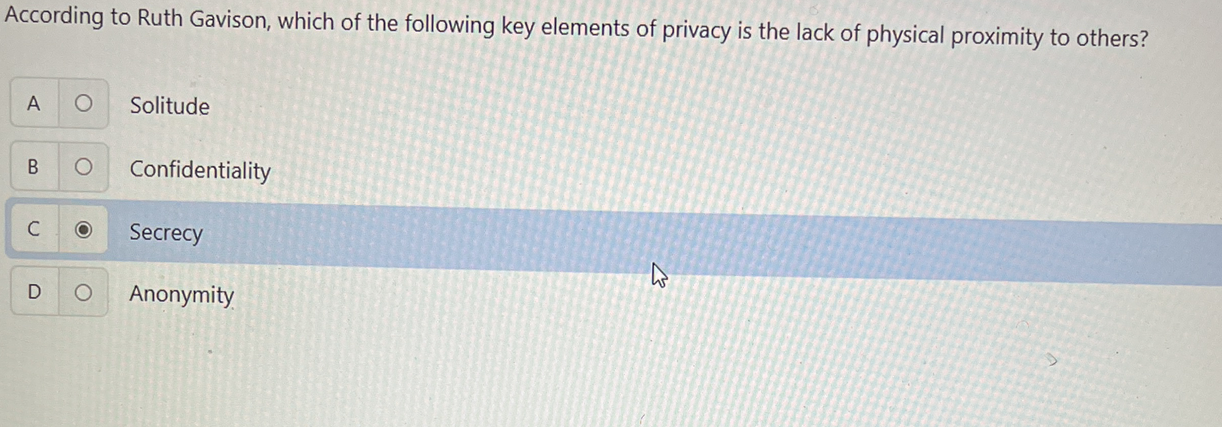 According to Ruth Gavison, which of the following