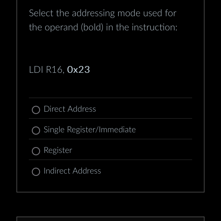 Select the addressing mode used for the operand (
