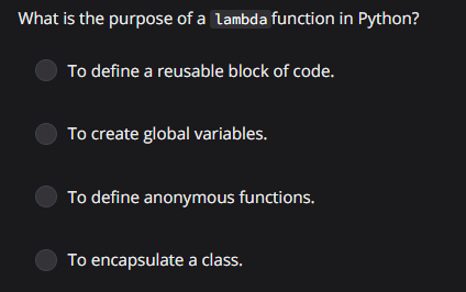 What is the purpose of a lambda function in