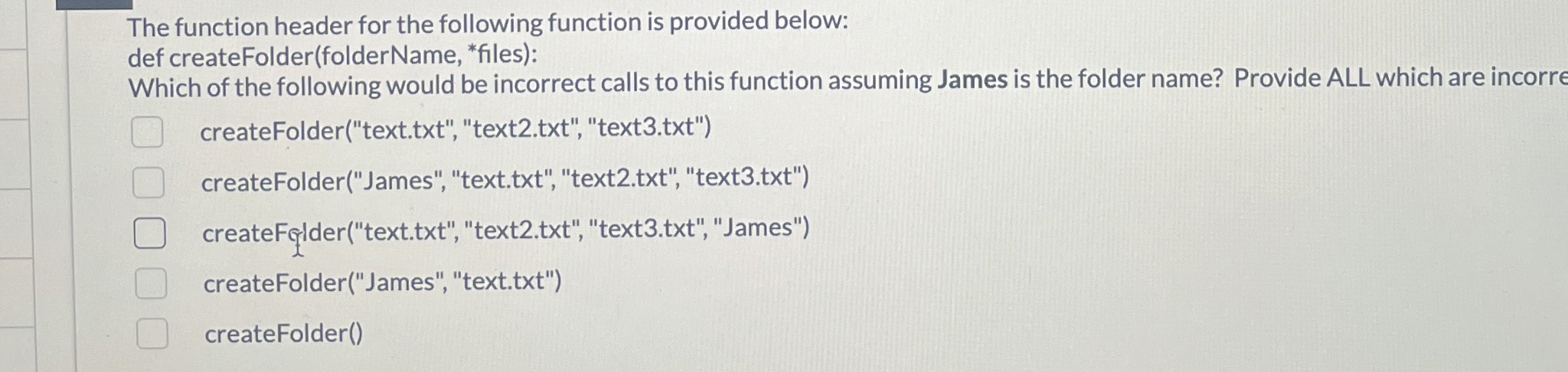 The function header for the following function is