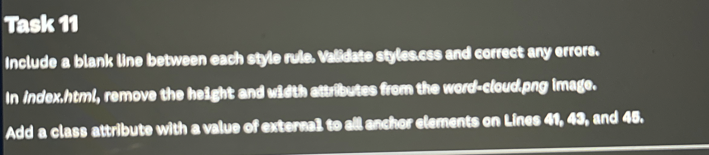 Task 1 1 Add a class attrlbute with a value of