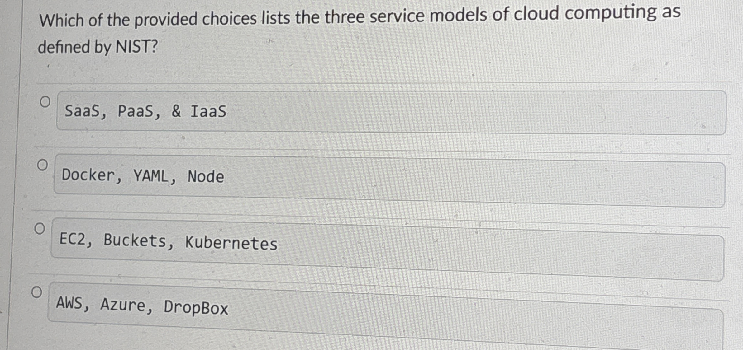 Which of the provided choices lists the three