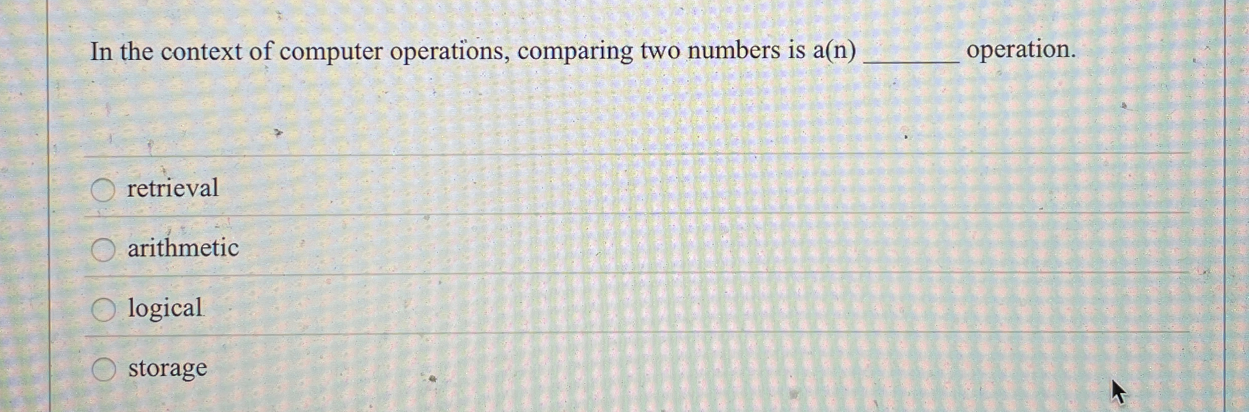 In the context of computer operations, comparing