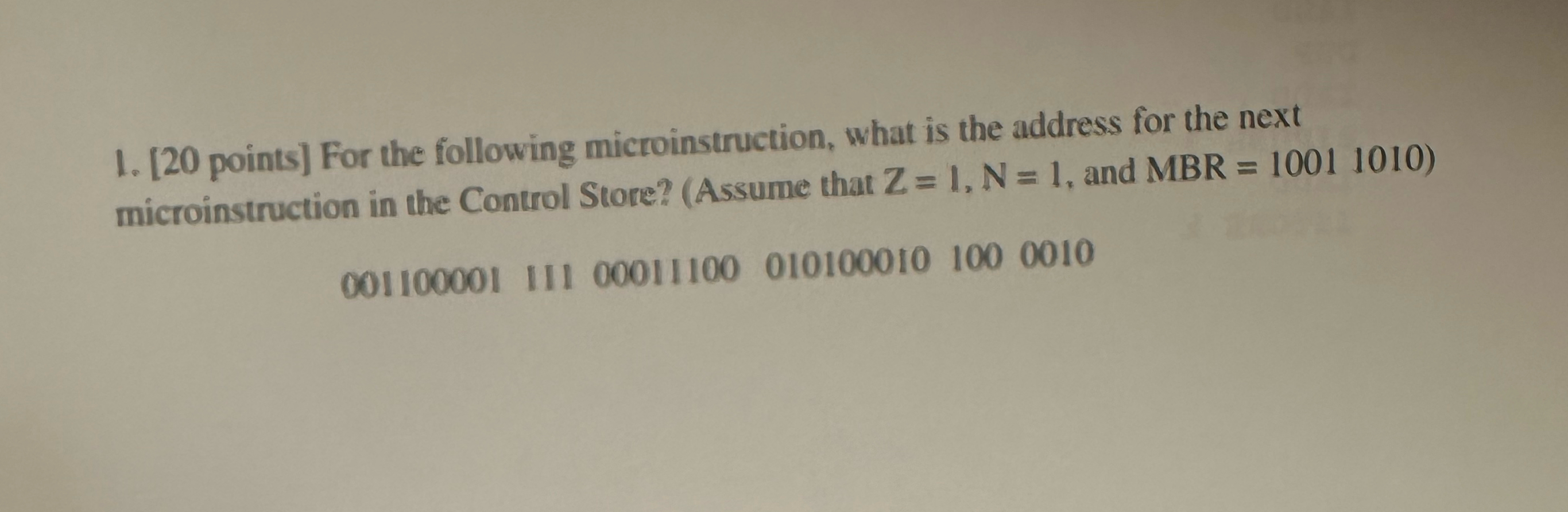 K [ 2 0 points ] For the following